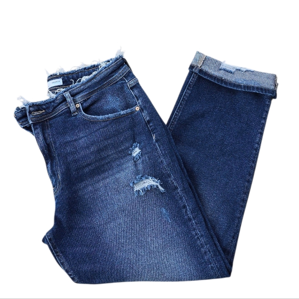 Kancan High Rise Rolled Hem Boyfriend Jean Size 30